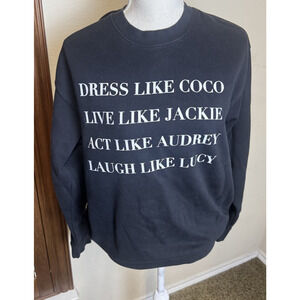 LA/TC Womens Black Sweatshirt Dress like Coco Live like Jackie Act like Audrey M